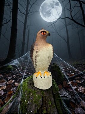 Brown and Cream Bird Blow Mold Deterrent Hawk Decoy